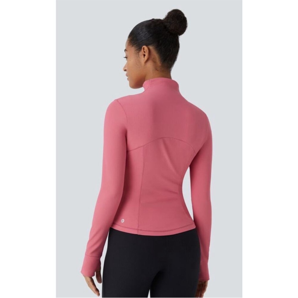 HALARA Patitoff Flow Pet Hair Resistant Stand Collar Zip Cropped Jacket Pink - Picture 4 of 16